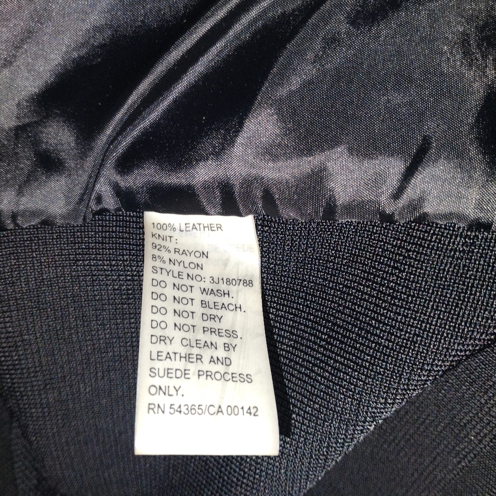 Peter Nygard Elegant Black Leather and Knit Jacket with Floral Design Sz L - Picture 12 of 13